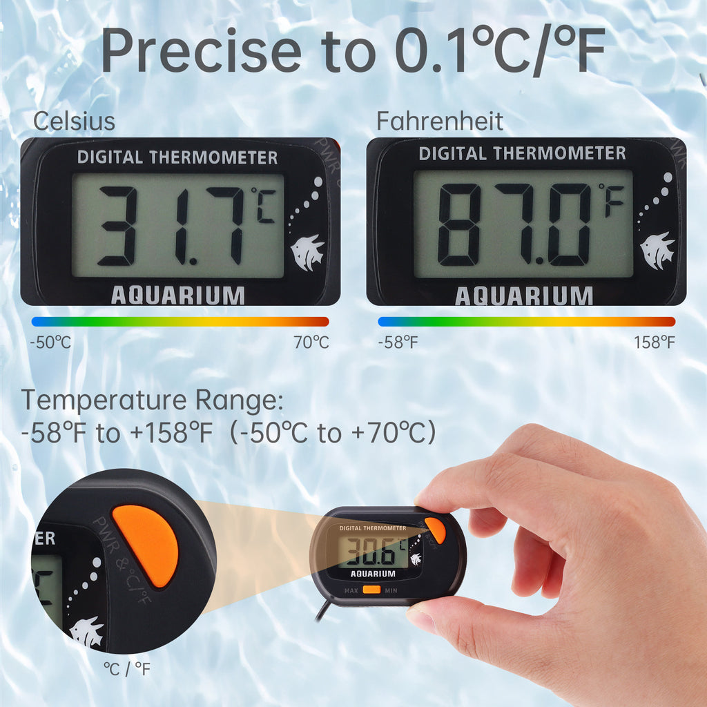 MAX/MIN LCD Display Digital Aquarium Thermometer Fish Tank Water Temperature Meter Tester Gauge Temp Control with Sensor Probe