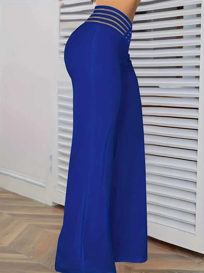 Women Wide Leg Flared Pants 2024 New Y2k Casual Crisscross Sheer Mesh Patch High Waist Trousers Elegant Streetwear Work Pants The jack market .AU The jack market .AU $ 60 14:366;5:361386