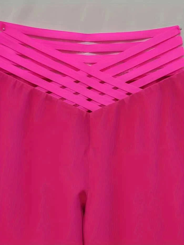 Women Wide Leg Flared Pants 2024 New Y2k Casual Crisscross Sheer Mesh Patch High Waist Trousers Elegant Streetwear Work Pants The jack market .AU The jack market .AU $ 60 14:366;5:361386