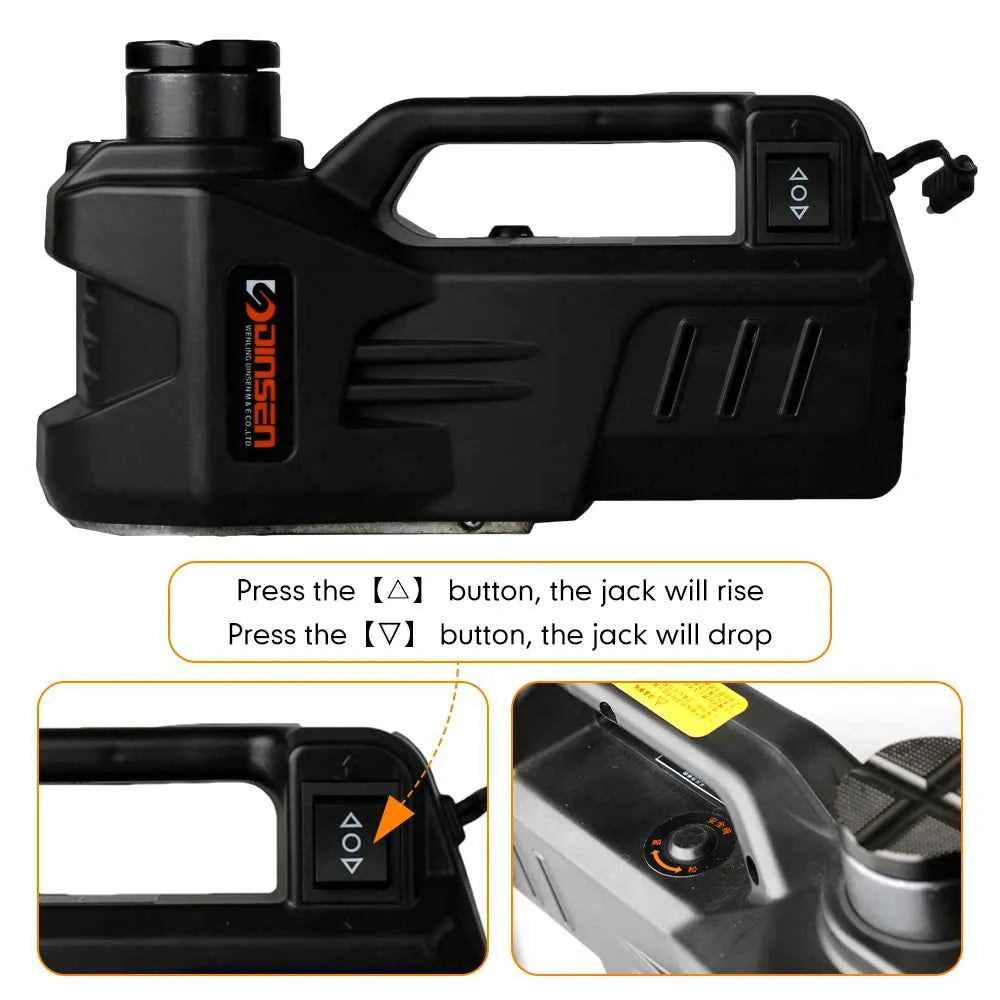 KUNFINE 12V 5Ton 150 W Rated Power 13 A Max.Current Car Electric Tire Lifting Car Jacks Hydraulic Air Infatable Car Floor Jack