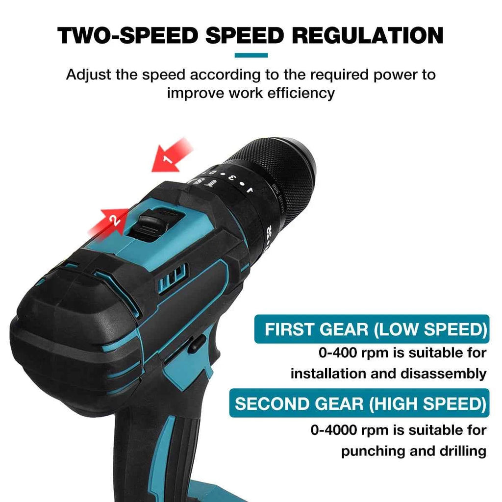 Makita 3-in-1 Electric Impact Drill - 520N.M Torque, 10mm Chuck, 4000rpm Screwdriver for 18V Battery