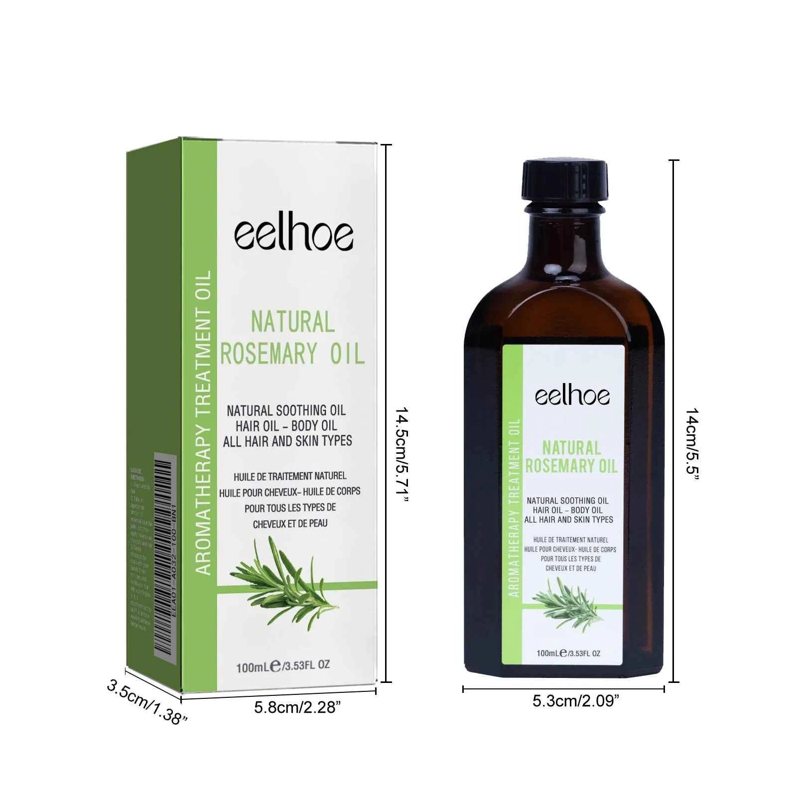 Eelhoe Rosemary Essential Oil - Frizz Control & Repair for Smooth, Fragrant Hair