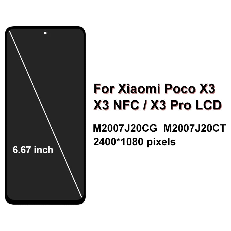 Xiaomi POCO X3 LCD Touch Screen & Digitizer Replacement - High-Quality Display for POCO X3 Pro NFC M2007J20CG