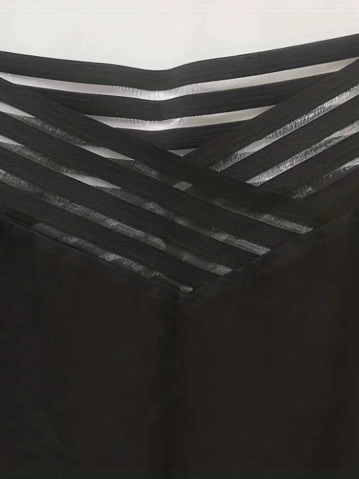 Women Wide Leg Flared Pants 2024 New Y2k Casual Crisscross Sheer Mesh Patch High Waist Trousers Elegant Streetwear Work Pants The jack market .AU The jack market .AU $ 60 14:366;5:361386