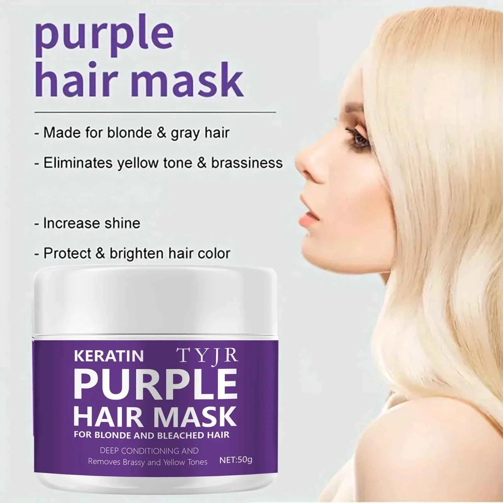 Purple Keratin Hair Mask - 5-Second Repair for Damaged Curly Hair - Smoothing & Nourishing Treatment