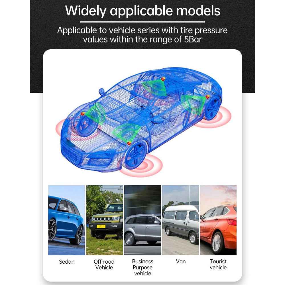 Universal Auto Security Alarm Systems In Car Temperature Display Car Tire Pressure Monitoring System USB / Solar TPMS