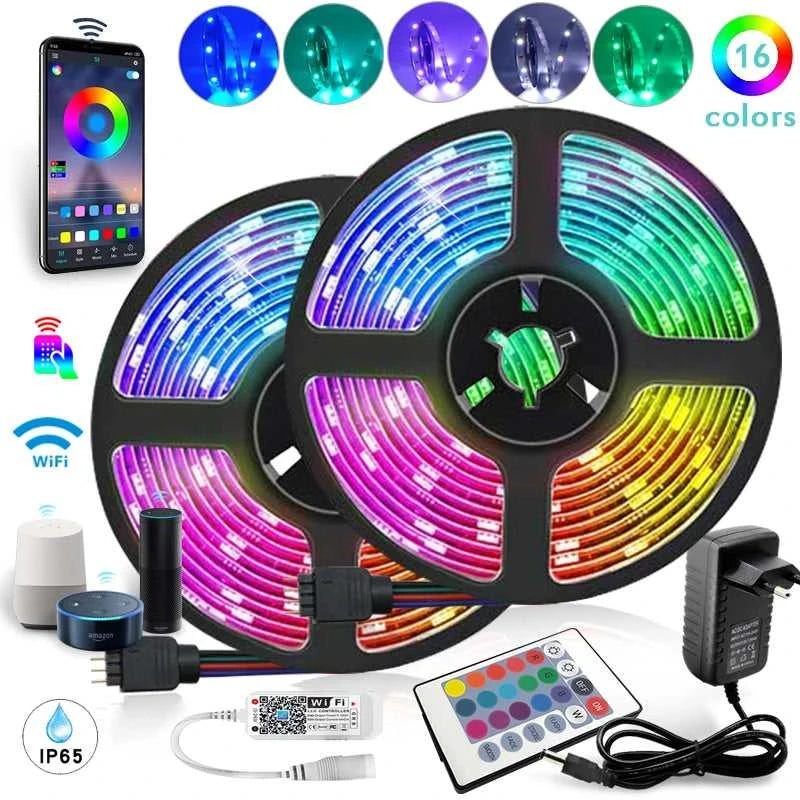 LED Strip DC 12V SMD 5050 Flexible Diode Ribbon Tape RGB 2835 Waterproof LED Light WIFI Remote Controller Works With Alexa Room The jack market .AU The jack market .AU Home $ 71 136:201455535#WIFI Controller Set;14:29#Non-Waterproof;200007763:201336104;249:200006306#SMD 5050;380:202452907#15m