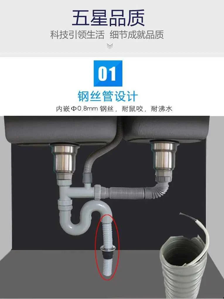 Kitchen Sinks Sink Accessories Deodorant Drain Pipe Extension Cheap Stainless Steel Double Tank Drain The jack market .AU The jack market .AU Home $ 87 14:200006151#110mm