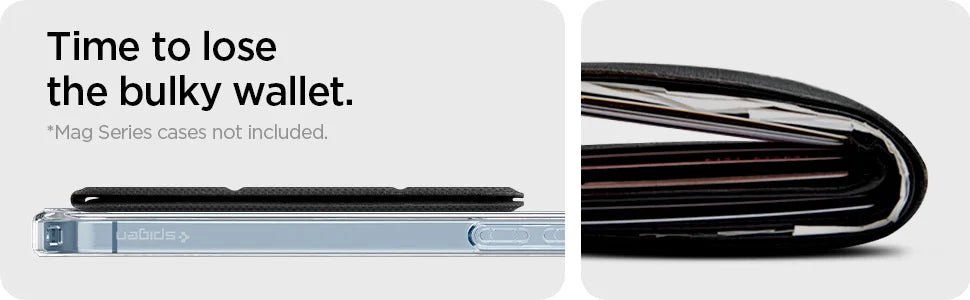 Spigen Magnetic Wallet Card Holder for MagSafe with Kickstand - Sleek Black Design