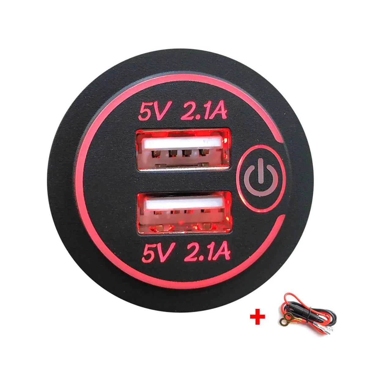 4.2A Dual USB CarCharger Socket Fast Charging Power Outlet Adapter with Touch Switch for Sedan Motorcycle Truck RV Boat