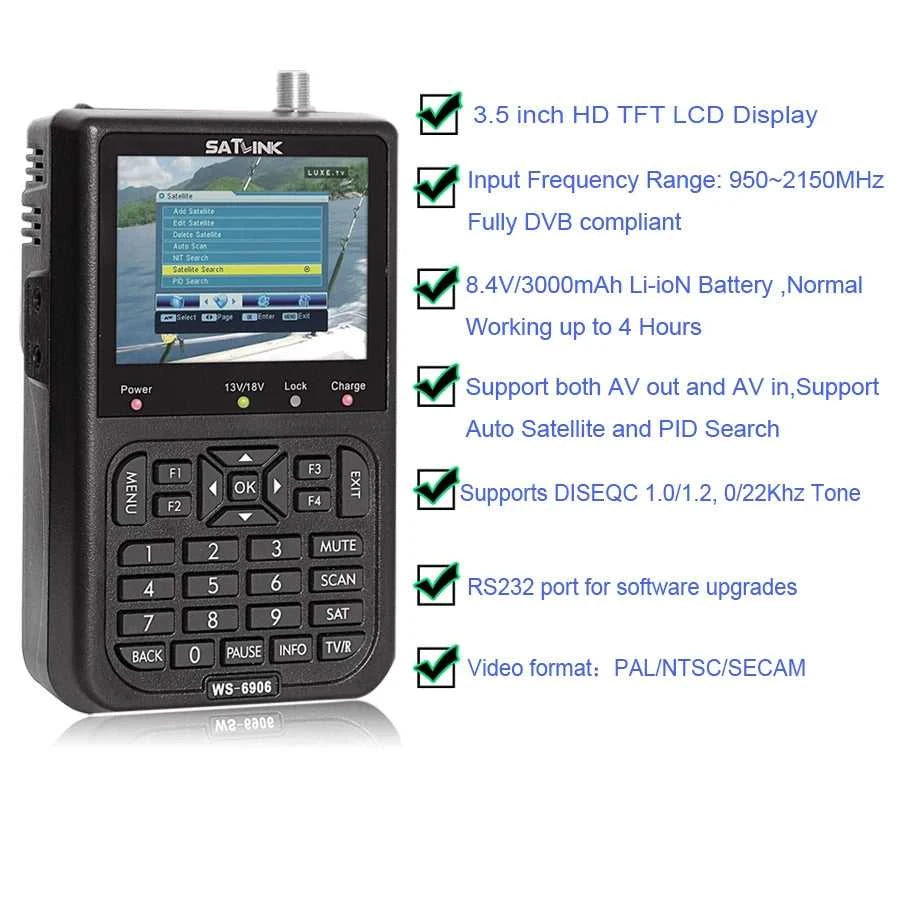 Satlink WS6906 3.5 inch LCD DVB-S Digital Satellite Signal Finder Meter DVB S Digital Satellite Full FTA Finders WS 6906 WS-6906 The jack market .AU The jack market .AU Accessories Electronics $ 138 14:193;200009209:201484779#AU plug