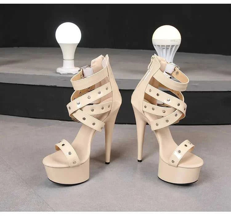 2025 Mclubgirl 8661 Series 15cm Heel 4.5cm Platform 8 Model Rivet Pull ROMAN SANDALS Quick Sell High Heels 15cm LFD The jack market .AU The jack market .AU Step Up Your Style: Trendy Shoes for Every Occasion! $ 86 14:771#15CM-Apricot;200000124:200000898