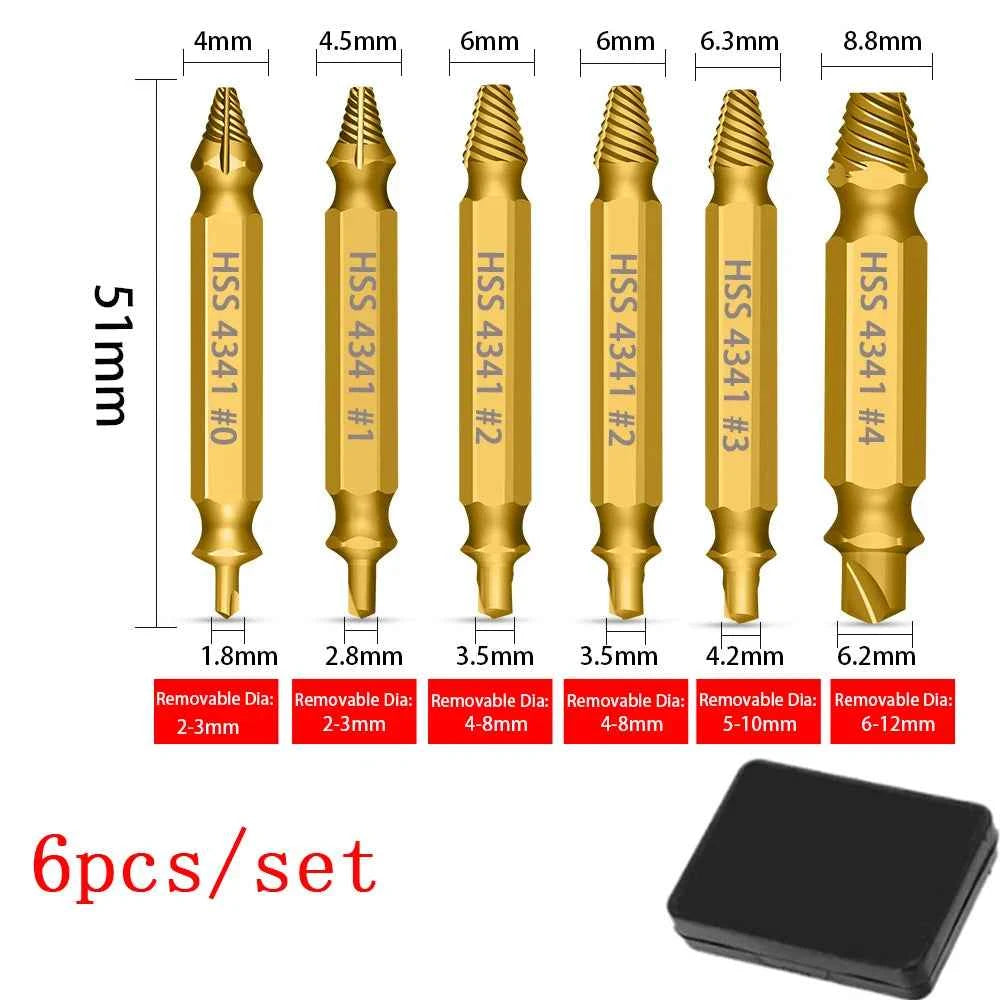HHS Double Ended Screw Extractor Damaged Screw Extractor Drill Bit Extractor Drill Set Broken Speed Out Bolt Extractor Bolt Stud