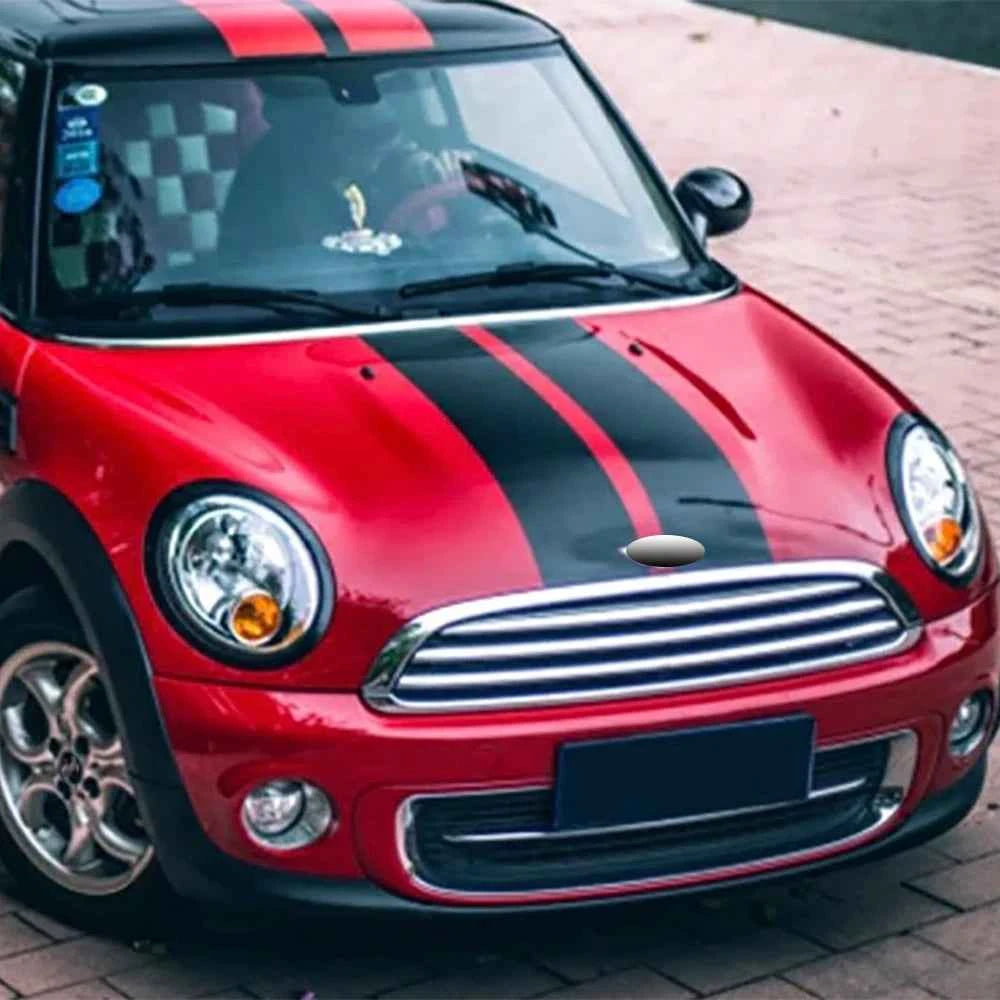 2Pcs Black White Red Vinyl Car Bonnet Stripes Hood Sticker Cover Decal dWm2754536 Fit For BMW MINI Cooper R50 R53 R56 R55