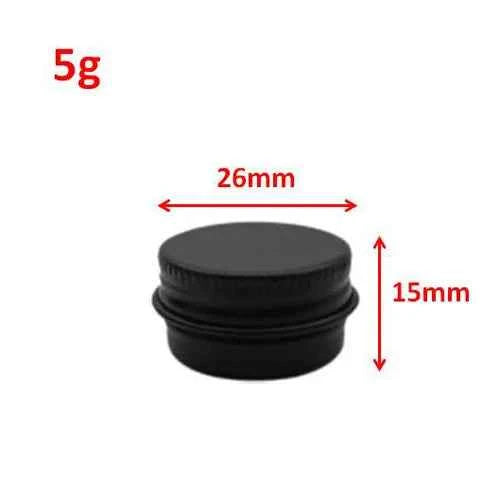 100Pcs Empty Black Aluminum Cream Jar  5g 10g 15g 30g 50g 60g 100g Pot Nail Art Lip Gloss Empty Cosmetic Metal Tins Containers