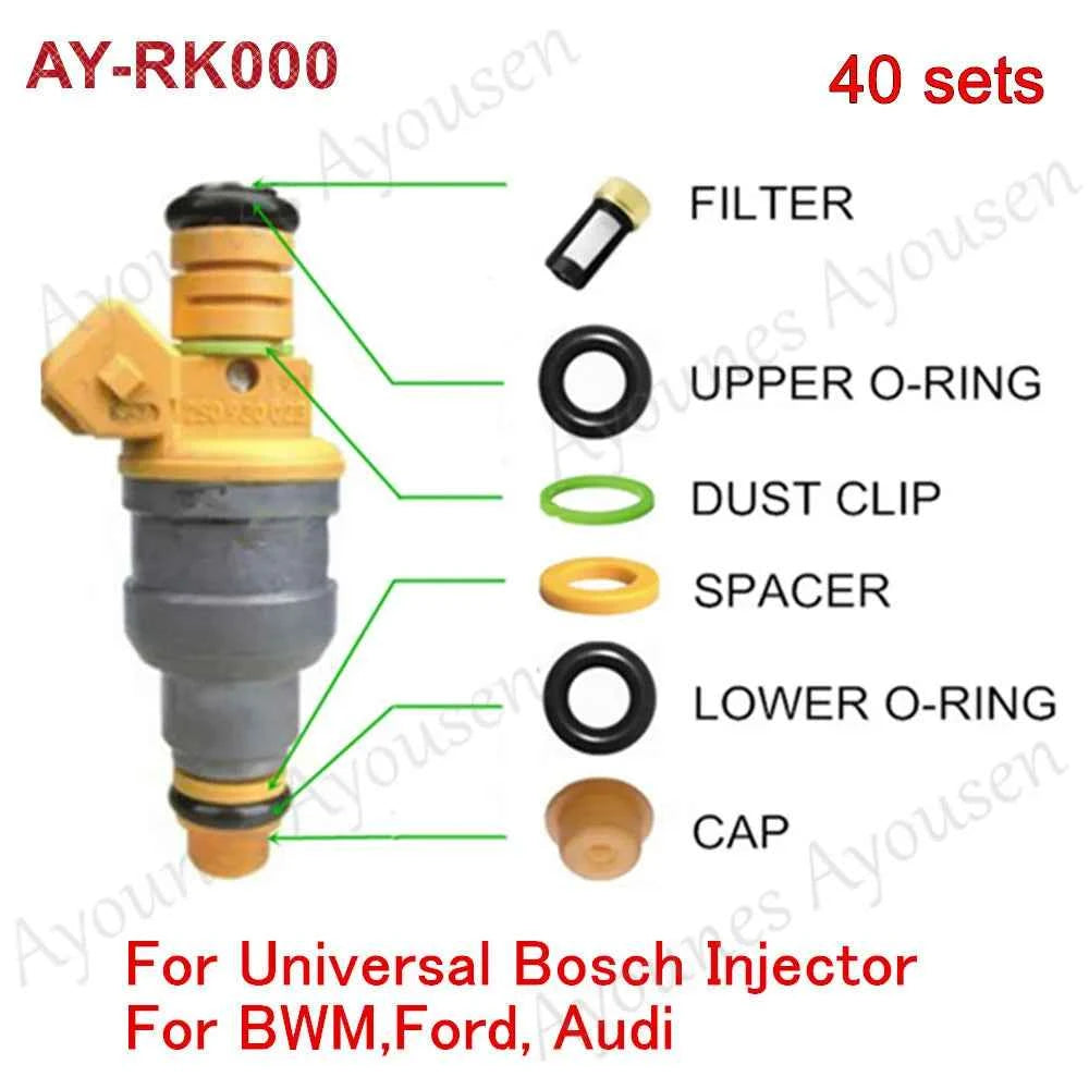 40 Sets Fuel Injector Service kits  For Bo-sch Universal Type  For 0280150943 0280150556 Repair Kits