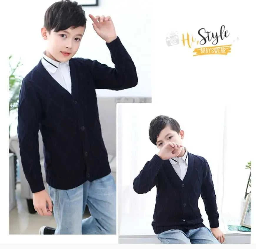 2023 new Spring Autumn Boys Sweater Solid Color Keep Warm Knitting Jacquard Weave V-neck Cardigan For Kids 2-10 Years Old The jack market .AU The jack market .AU Mum & Kids: Essential Products for Every Family $ 42 14:1254#Picture Color;200000463:200004187#2T-3T