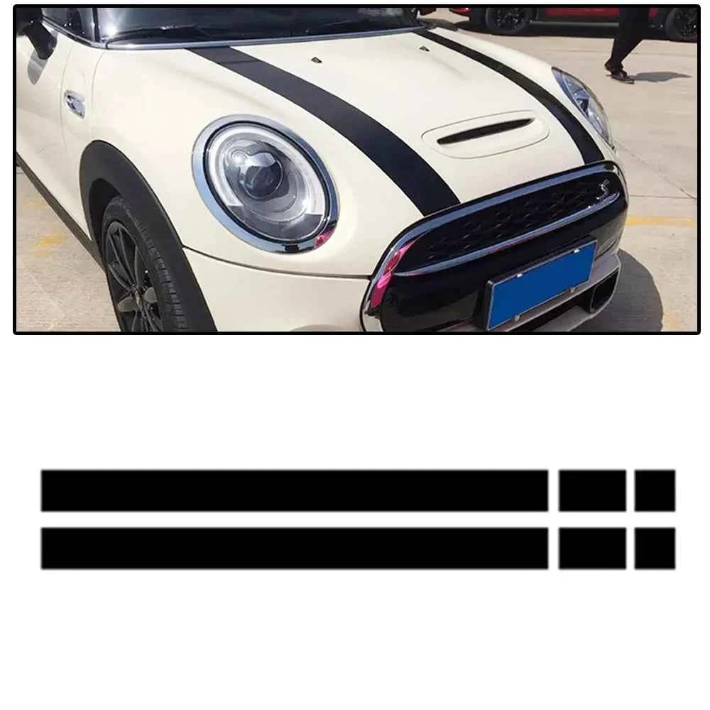 2Pcs Black White Red Vinyl Car Bonnet Stripes Hood Sticker Cover Decal dWm2754536 Fit For BMW MINI Cooper R50 R53 R56 R55