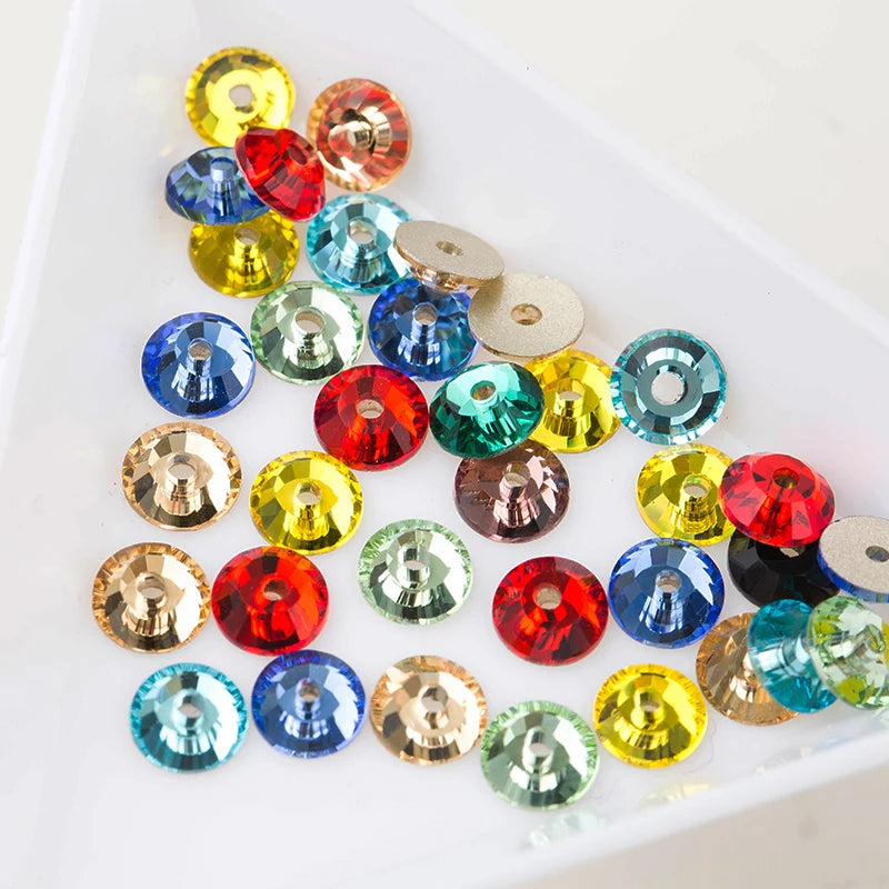 QIAO Glass Round Rhinestones for Wedding Dresses | Sparkling DIY Crystal Accents from SS12 to SS30