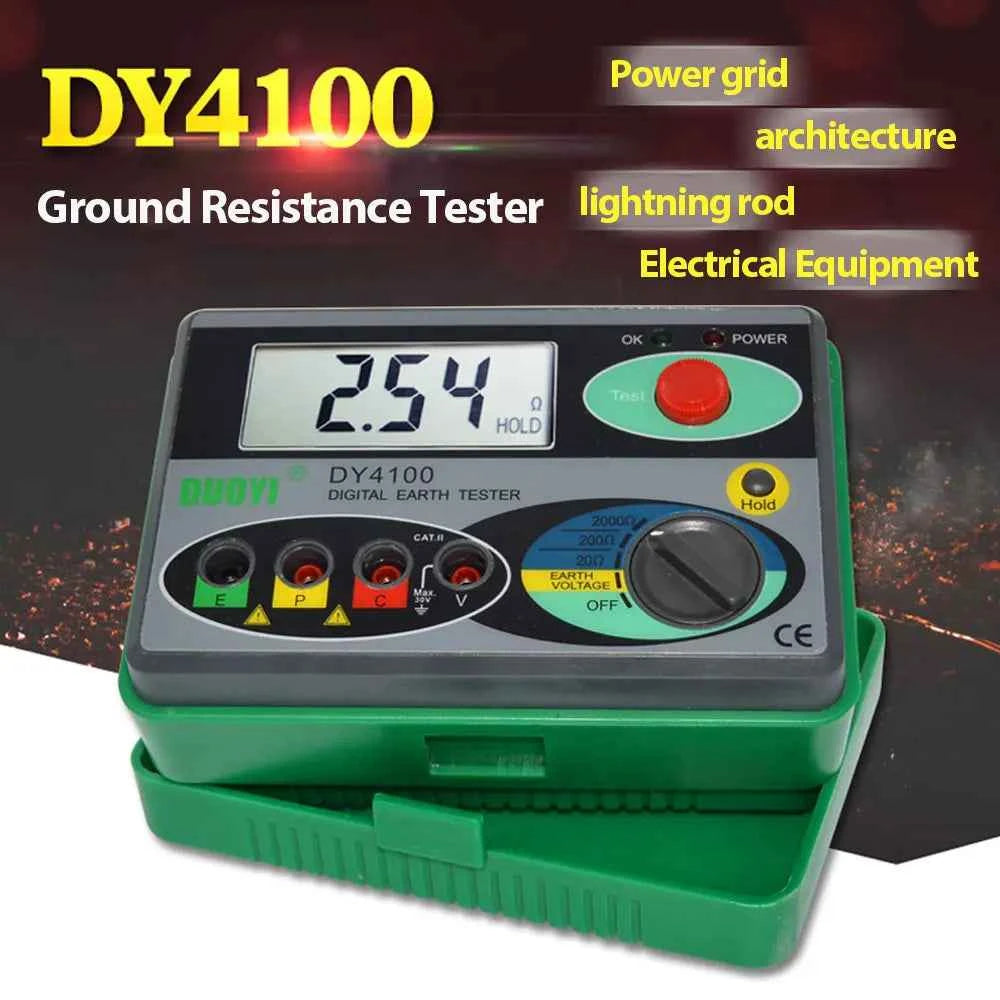 Digital Earth Ground Resistance Tester,0-2000 ohm Meter Earth Resistance Tester,Overload Protection AC Ground Voltage Meter
