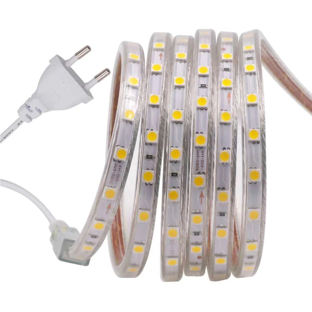 AC 220V LED Strip 60LEDs/m 5050 IP67 Waterproof Outdoor Decoration Red Green Blue Yellow White Flexible Ribbon Tape LED Strip The jack market .AU The jack market .AU Home $ 68 136:29;14:29#EU 220V;200007763:201336100;249:200006309#5m