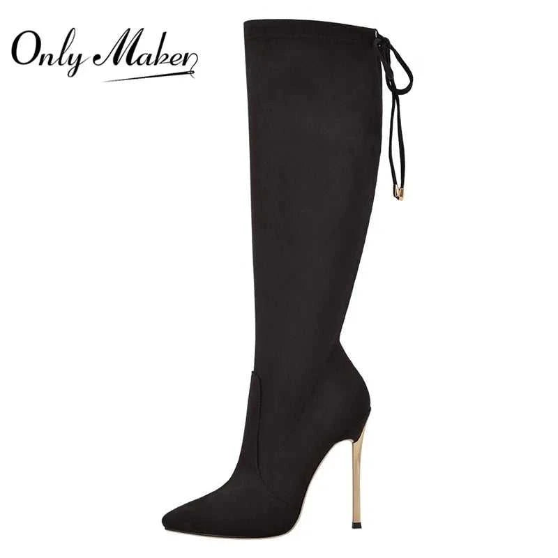 Onlymaker Women Pointed Toe Side Zip 10 CM Metal High Heel Sexy Stiletto Stretch Over The Knee Red Black Flock High Boots The jack market .AU The jack market .AU Step Up Your Style: Trendy Shoes for Every Occasion! $ 138 14:365458#CD200609C;200000124:1663