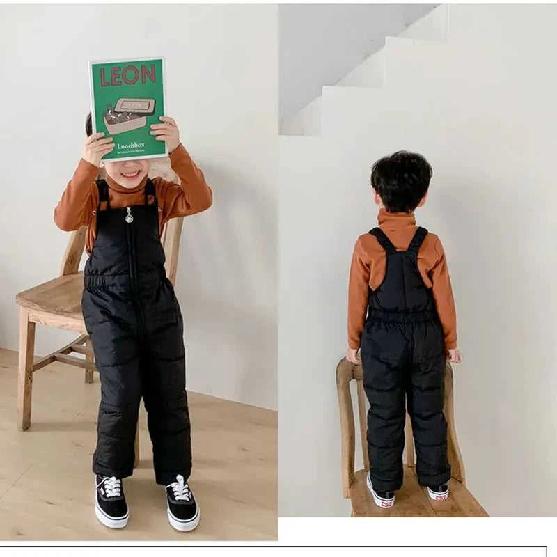 Winter Children Warm Overalls Autumn Girls Boys Thick Pants Baby Girl Jumpsuit For 1-5 Years High Quality Kids Ski Down Overalls The jack market .AU The jack market .AU Mum & Kids: Essential Products for Every Family $ 41 14:193#Black;200000463:200004187#2T(size 90)
