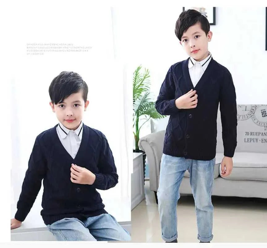 2023 new Spring Autumn Boys Sweater Solid Color Keep Warm Knitting Jacquard Weave V-neck Cardigan For Kids 2-10 Years Old The jack market .AU The jack market .AU Mum & Kids: Essential Products for Every Family $ 42 14:1254#Picture Color;200000463:200004187#2T-3T