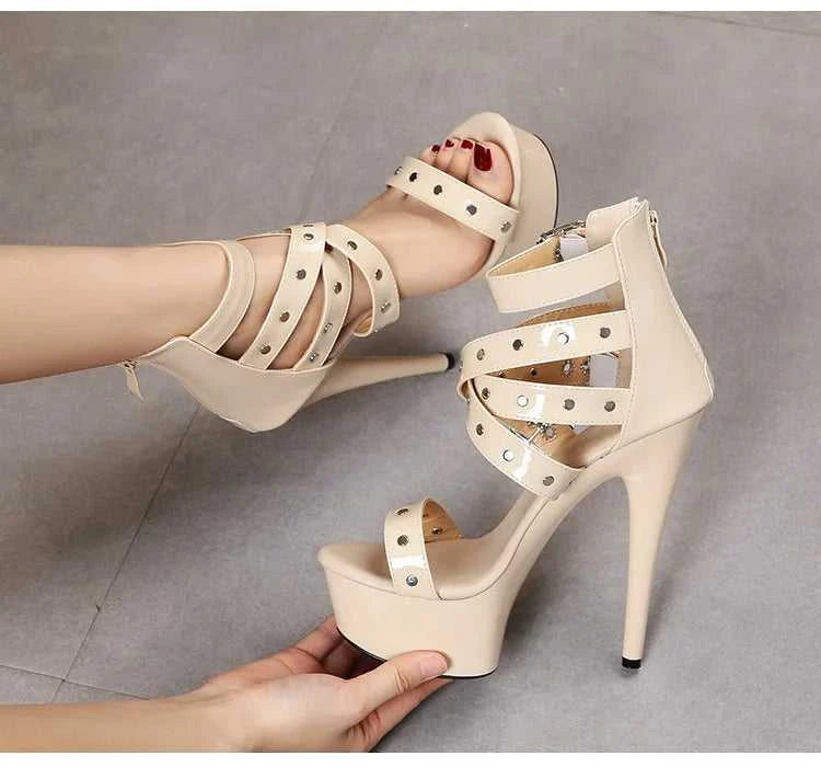 2025 Mclubgirl 8661 Series 15cm Heel 4.5cm Platform 8 Model Rivet Pull ROMAN SANDALS Quick Sell High Heels 15cm LFD The jack market .AU The jack market .AU Step Up Your Style: Trendy Shoes for Every Occasion! $ 86 14:771#15CM-Apricot;200000124:200000898