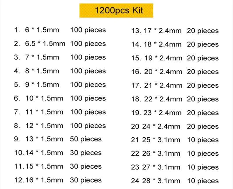 24Sizes Universal Car Air Conditioning HNBR O Rings Auto Repair Tools Compressor Rubber Rings Sealant Car Accessories