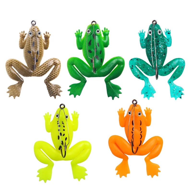 1 Pcs Soft Frog Fishing Lures 6CM 5.2G Silicone Bait Frog Artificial Treble Hooks Top Water Ray Baits Fishing Tackle