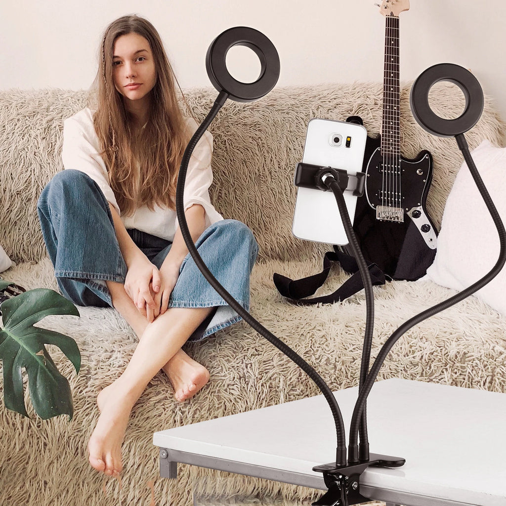 Selfie Ring Light With Long Arm Lazy Mobile Phone Holder Bracket Photography ringlight LED Light For Youtube tik tok Live Stream