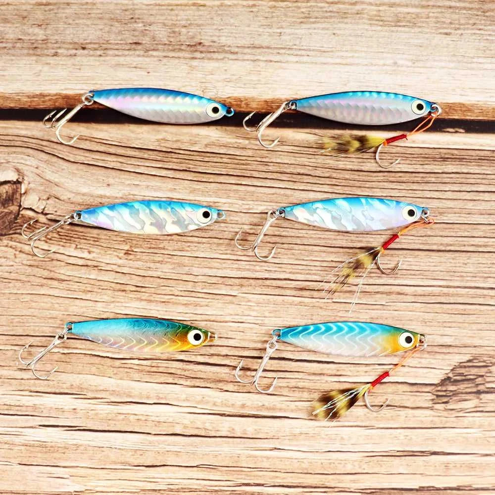 Fishing Lures Metal Jig Spinning Spoon Feather Carbon Hook Hard Artificial Bait Luminous Eye Sinking Casting Bass Tackle Pesca The jack market .AU The jack market .AU Fishing Gear $ 21 14:29#Fishing Lure A
