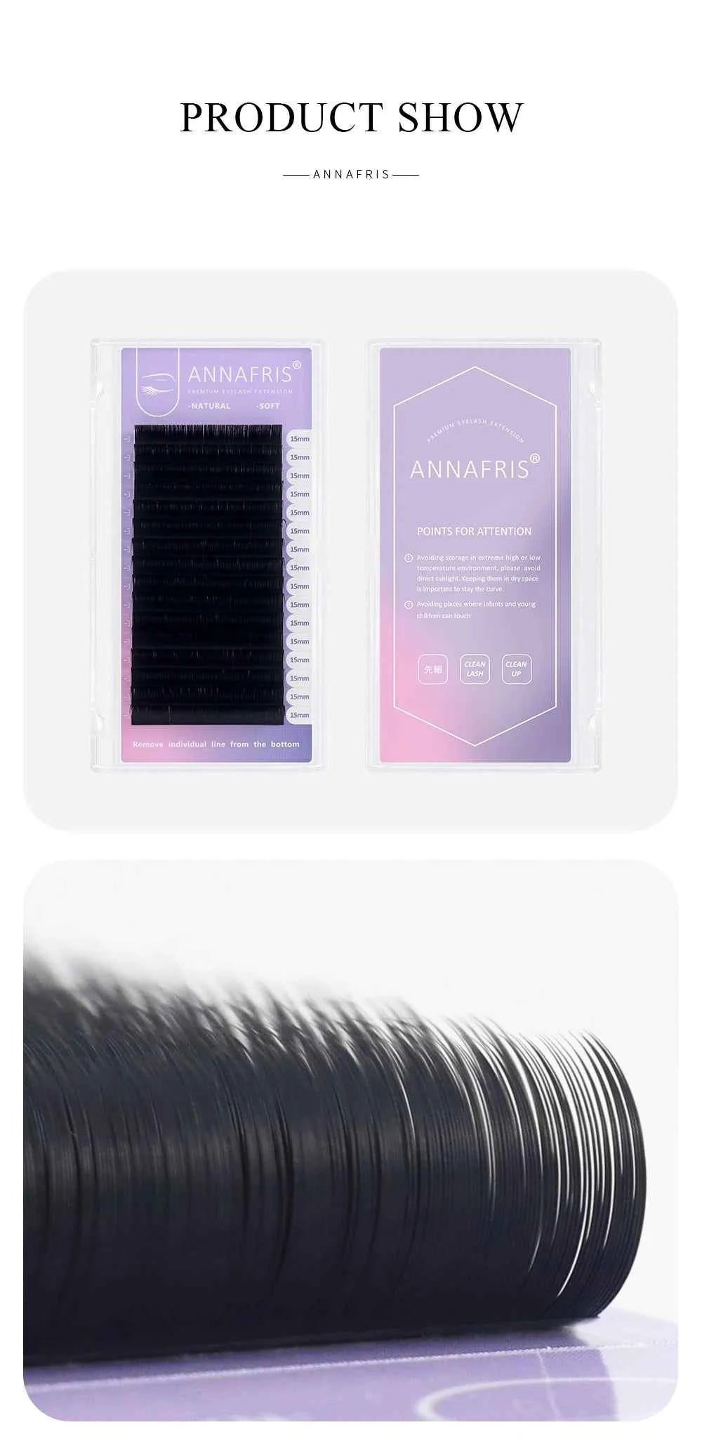 ANNAFRIS Premium Mink Eyelash Extensions - 5 Cases, 16 Rows, C/DD Curl for Stunning, Natural Volume