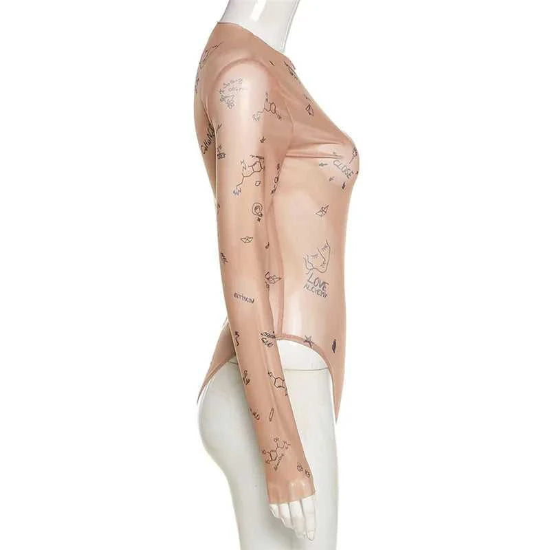 Sexy tight-fitting one-piece Top Women Long-Sleeved Bodysuits O-Neck Basic Party Wear Print Summer Wild Slim Bodysuits The jack market .AU The jack market .AU Woman Fashion $ 50 14:200001438;5:100014064