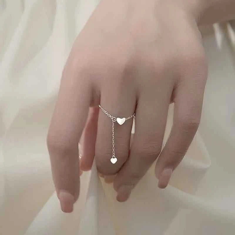 XIYANIKE Silver Color Unique Design Love Heart Hanging Chain Ring Elegant Charm Index Finger Gift For Women Adjustable The jack market .AU The jack market .AU Jewellery & Chains $ 50 200000783:29#VRS3474