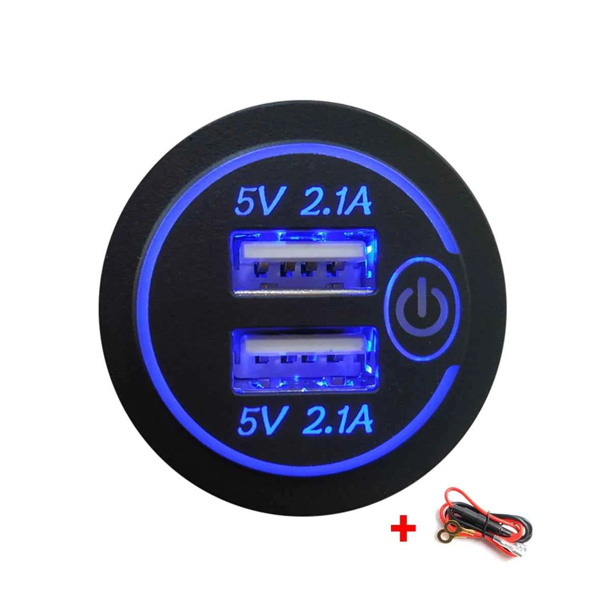 4.2A Dual USB CarCharger Socket Fast Charging Power Outlet Adapter with Touch Switch for Sedan Motorcycle Truck RV Boat