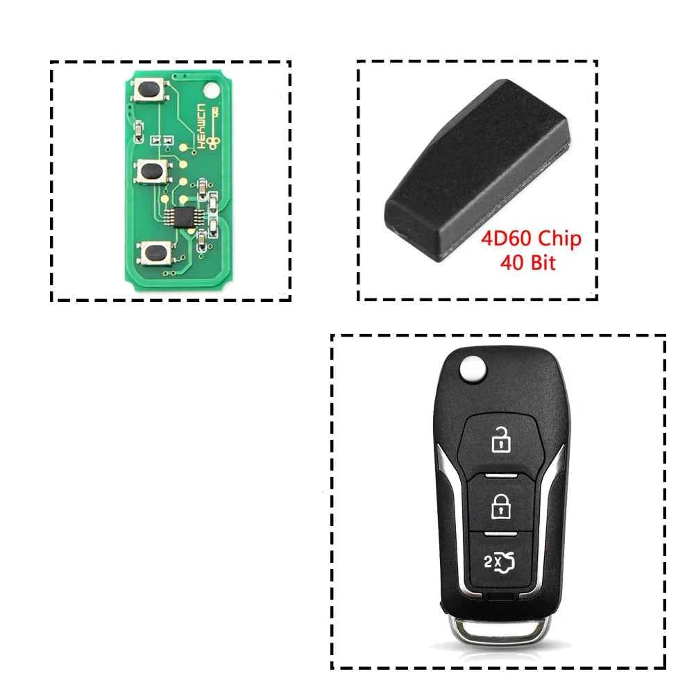 Dandkey 433MHz 4D60 4D63 Chip 3 Buttons Flip Modified Remote Control Car Key For Ford Focus 2 3 Mondeo Fiesta Key Fob HU101 Case