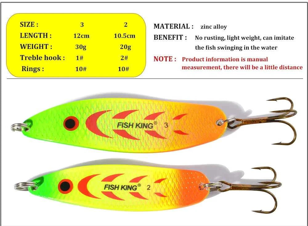 FISH KING 20-30g Metal Spoon Hard Fishing Lure Artificial Wobblers For Trolling Trout Spoon Bait Bass Pike With Treble Hook The jack market .AU The jack market .AU Fishing Gear $ 20 14:200002984#004;5:100014443#30g