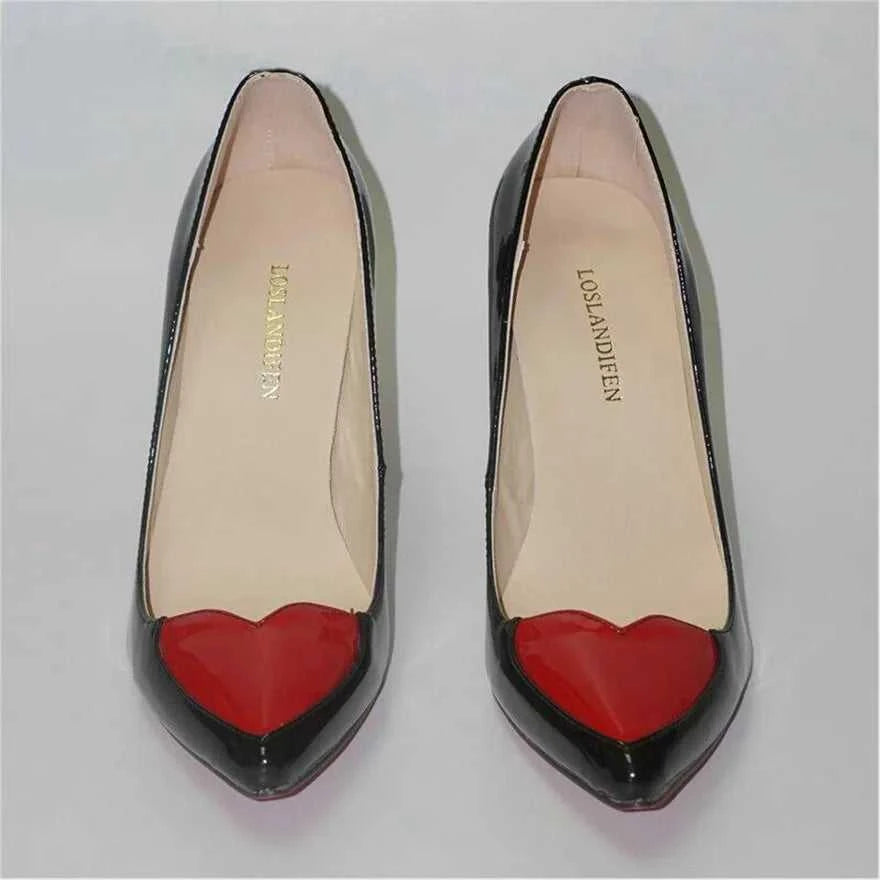 Red Heart-shaped Pointed Toe Women Shoes Black White High Heels Pumps Female Autumn Shallow Patent Leather Party Dress Shoe Sexy The jack market .AU The jack market .AU Step Up Your Style: Trendy Shoes for Every Occasion! $ 86 14:29;200000124:200000334