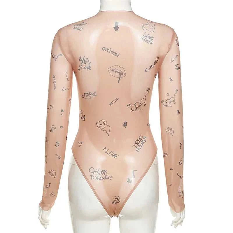 Sexy tight-fitting one-piece Top Women Long-Sleeved Bodysuits O-Neck Basic Party Wear Print Summer Wild Slim Bodysuits The jack market .AU The jack market .AU Woman Fashion $ 50 14:200001438;5:100014064