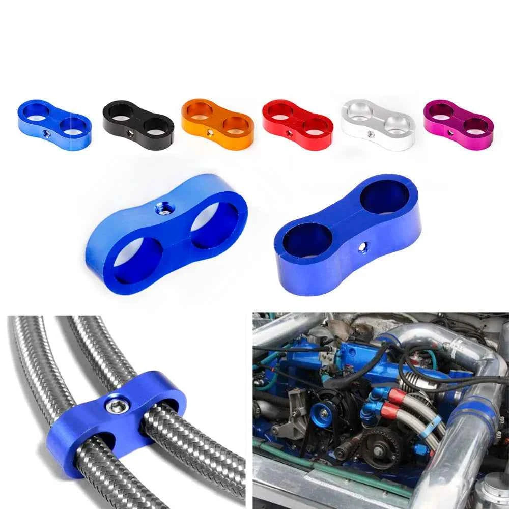 RS-HR Aluminum Billet Dual Hose Separator Clamp - Fits AN4, AN6, AN8, AN10 - Secure Your Braided Hoses with Style