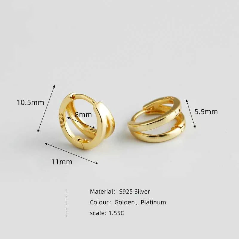 WANTME 925 Sterling Silver Simple Glossy Double Ear Buckle for Women Unique Charm Party Hoop Earrings Fine Jewelry Accessories The jack market .AU The jack market .AU Jewellery & Chains $ 72 200000226:865#MEJ518-Gold