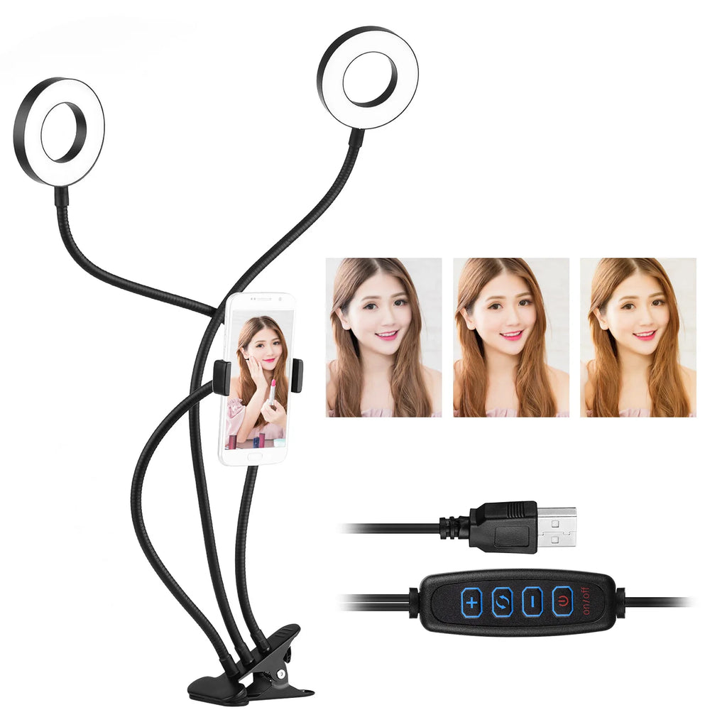 Selfie Ring Light With Long Arm Lazy Mobile Phone Holder Bracket Photography ringlight LED Light For Youtube tik tok Live Stream