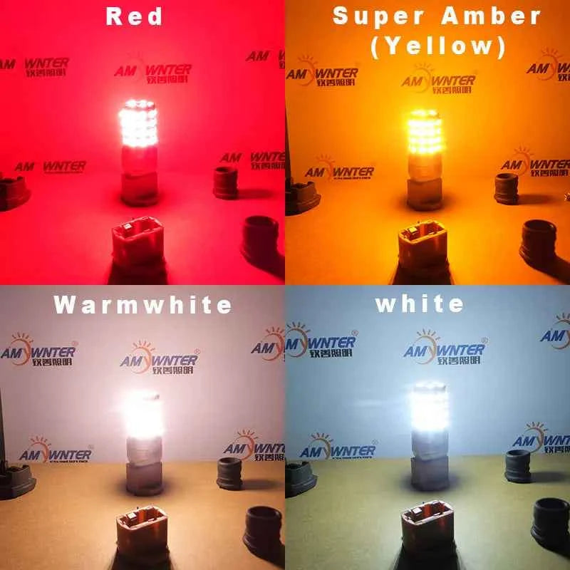 High Power Auto 12V 7440 T20 led 7443 Dual Light Function W21/5W Turn Signal cars warm white  Yellow Amber