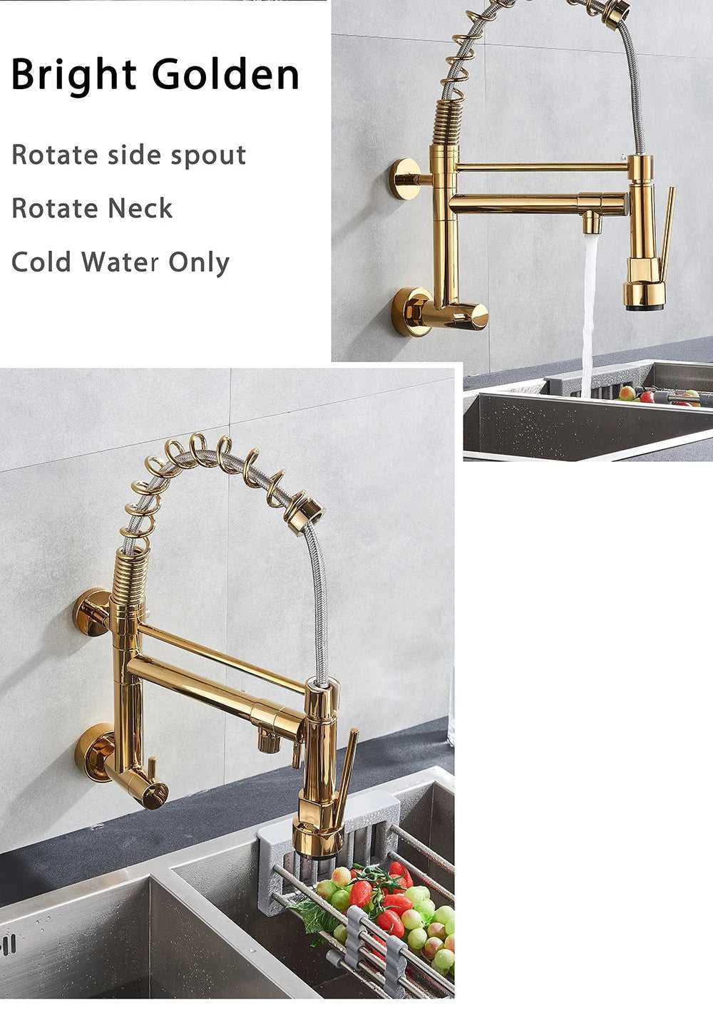 Rozin Matte Black Pull Down Kitchen Faucet Single Cold Water Dual Spouts Kitchen Tap 4 Colors Wall Mounted ABS Nozzle Crane The jack market .AU The jack market .AU Home $ 96 14:496#Gold Faucet;200007763:201336342