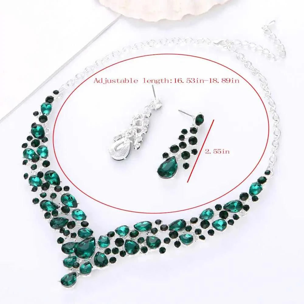 Crystal Pink Bridal Jewelry Sets Teardrop Shape Wedding Necklace Earrings African Fashion Party Jewelry Sets Accessories 8 color The jack market .AU The jack market .AU Jewellery & Chains $ 65 200001033:200003759#red