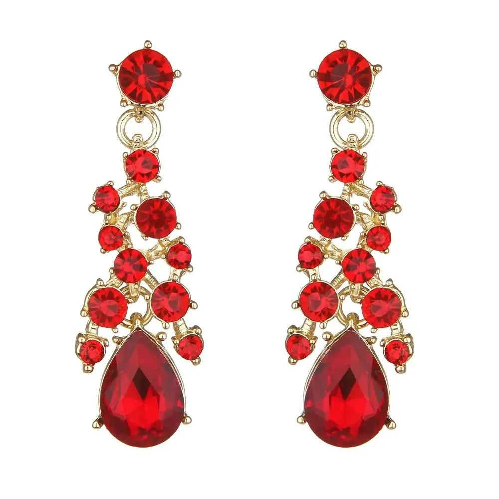 Crystal Pink Bridal Jewelry Sets Teardrop Shape Wedding Necklace Earrings African Fashion Party Jewelry Sets Accessories 8 color The jack market .AU The jack market .AU Jewellery & Chains $ 65 200001033:200003759#red