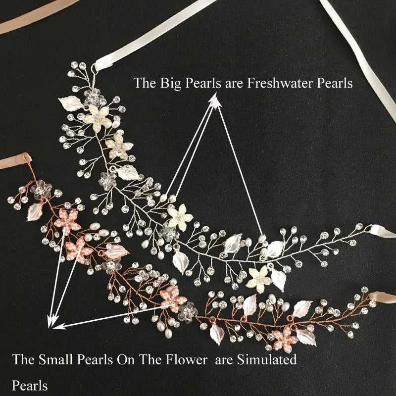 SLBRIDAL Handmade Wired Crystal Rhinestone Freshwater Pearls Flower Wedding Hair Vine Headband Bridal Headpiece Hair accessories The jack market .AU The jack market .AU Jewellery & Chains $ 58 14:10#Simulated Gold