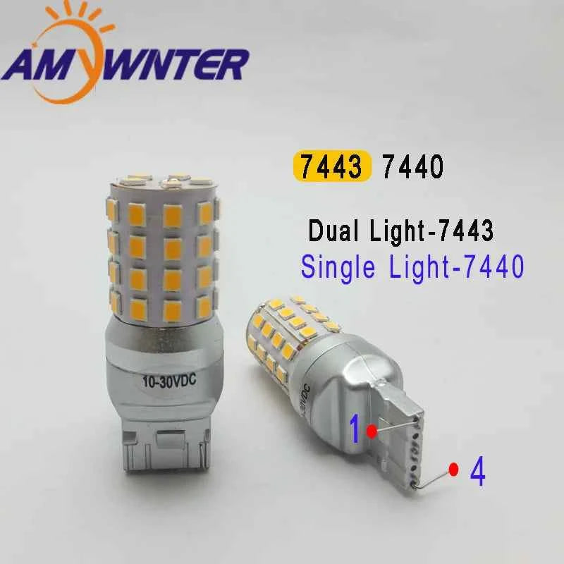 High Power Auto 12V 7440 T20 led 7443 Dual Light Function W21/5W Turn Signal cars warm white  Yellow Amber